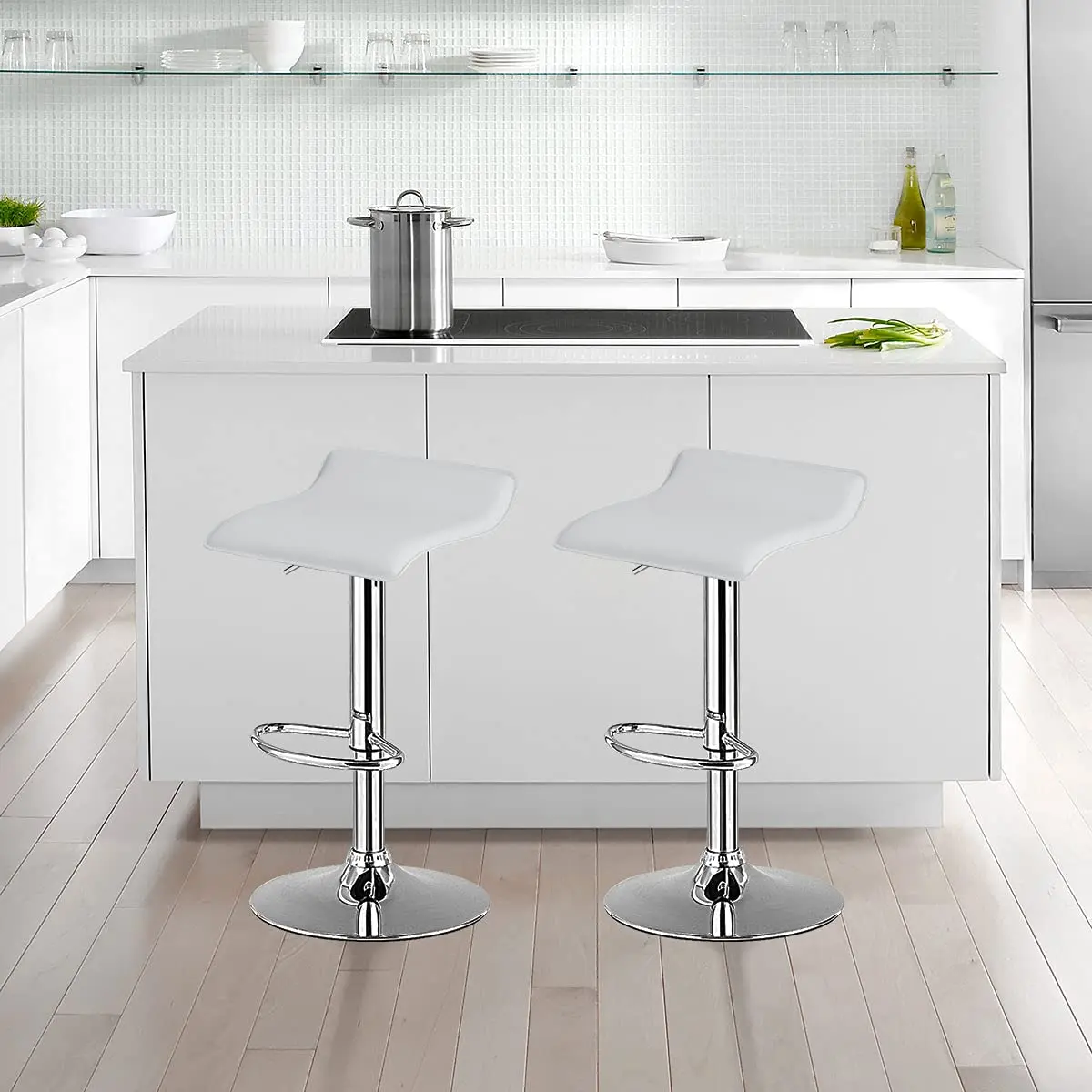 NAFORT Adjustable Swivel Bar Stools Set of 4 | Height-Adjustable PU Leather Seating - view 4