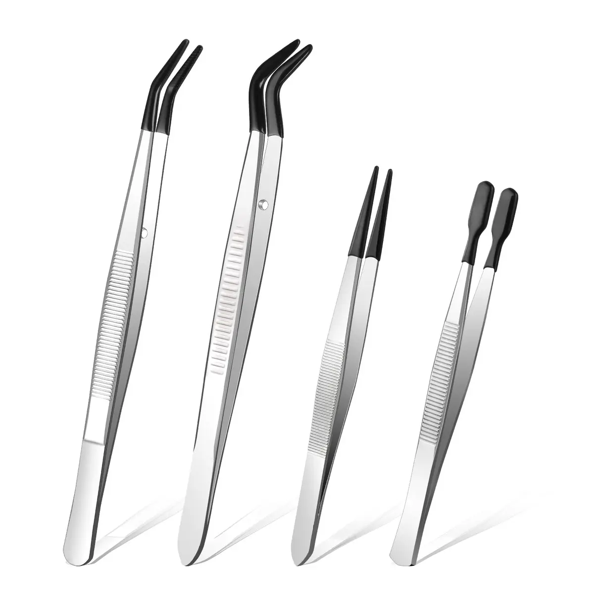 Ainiv 4pcs Tweezers with Rubber Tips | Precision Stainless Steel for Beauty & DIY (70-120 chars) - main product image