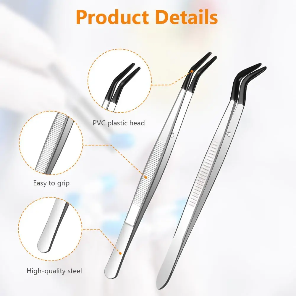 Ainiv 4pcs Tweezers with Rubber Tips | Precision Stainless Steel for Beauty & DIY (70-120 chars) - view 6