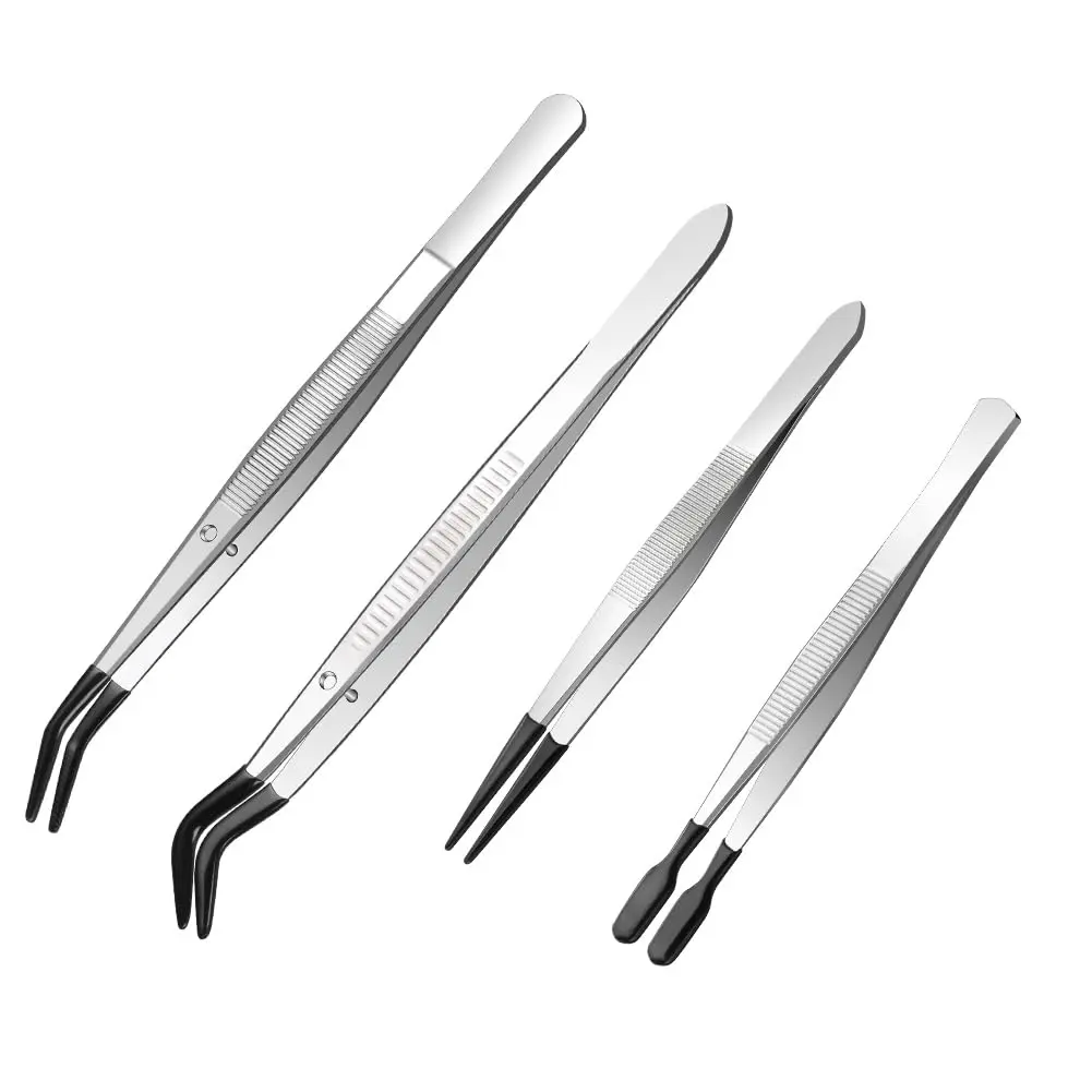 Ainiv 4pcs Tweezers with Rubber Tips | Precision Stainless Steel for Beauty & DIY (70-120 chars) - view 9