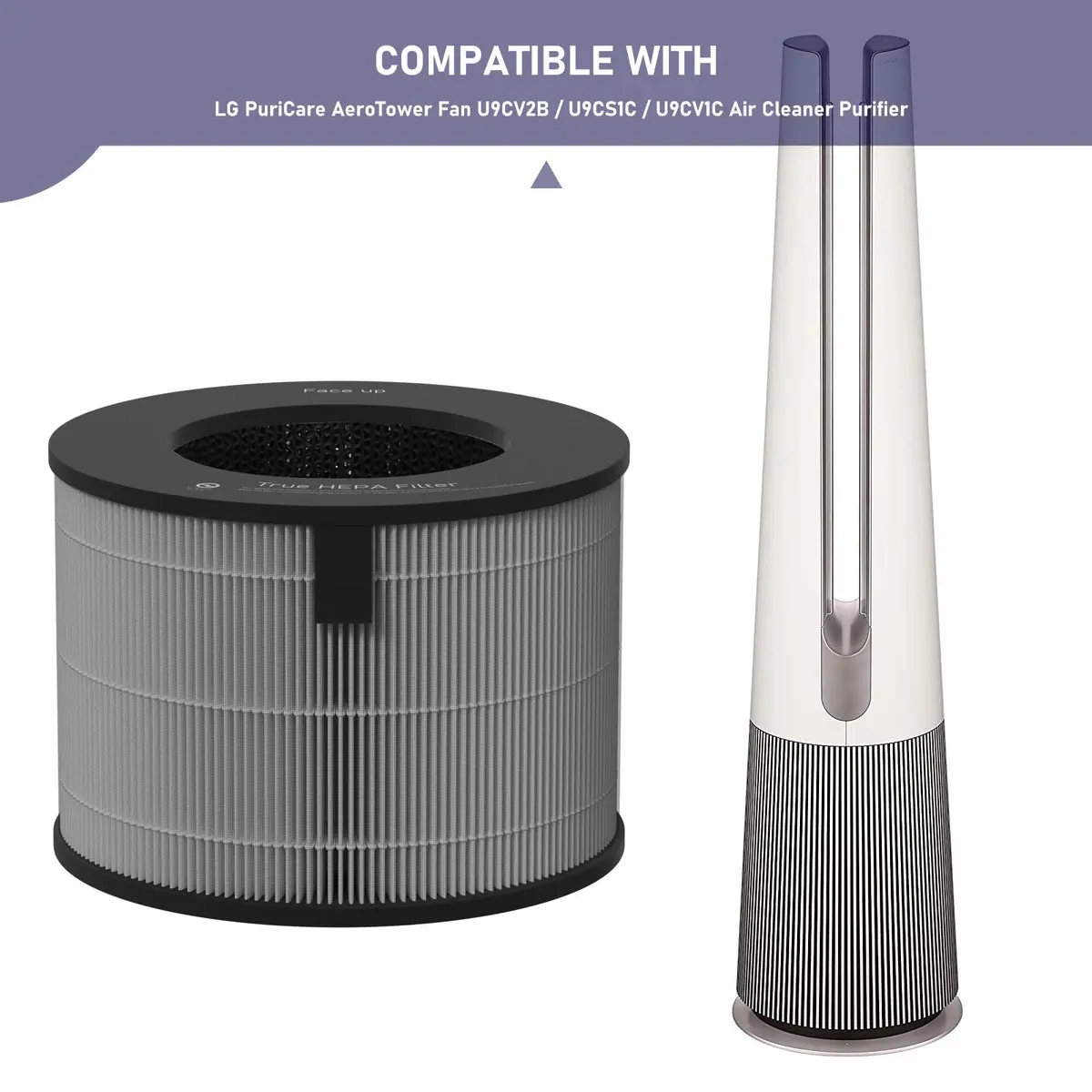 Ontheone HEPA Filter Replacement Compatible with LG PuriCare AeroTower Fan U9CV2B / U9CS1C / U9CV1C | 3-in-1 True HEPA Filter, Fiberglass, 2 Pack - view 3