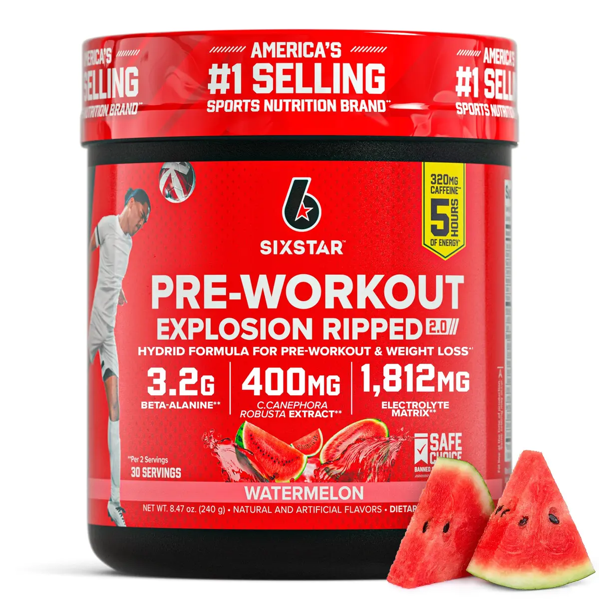 Six Star Pre-Workout Explosion for Men & Women Watermelon | Explosive Energy & Weight Management (70-120 chars) - main product image