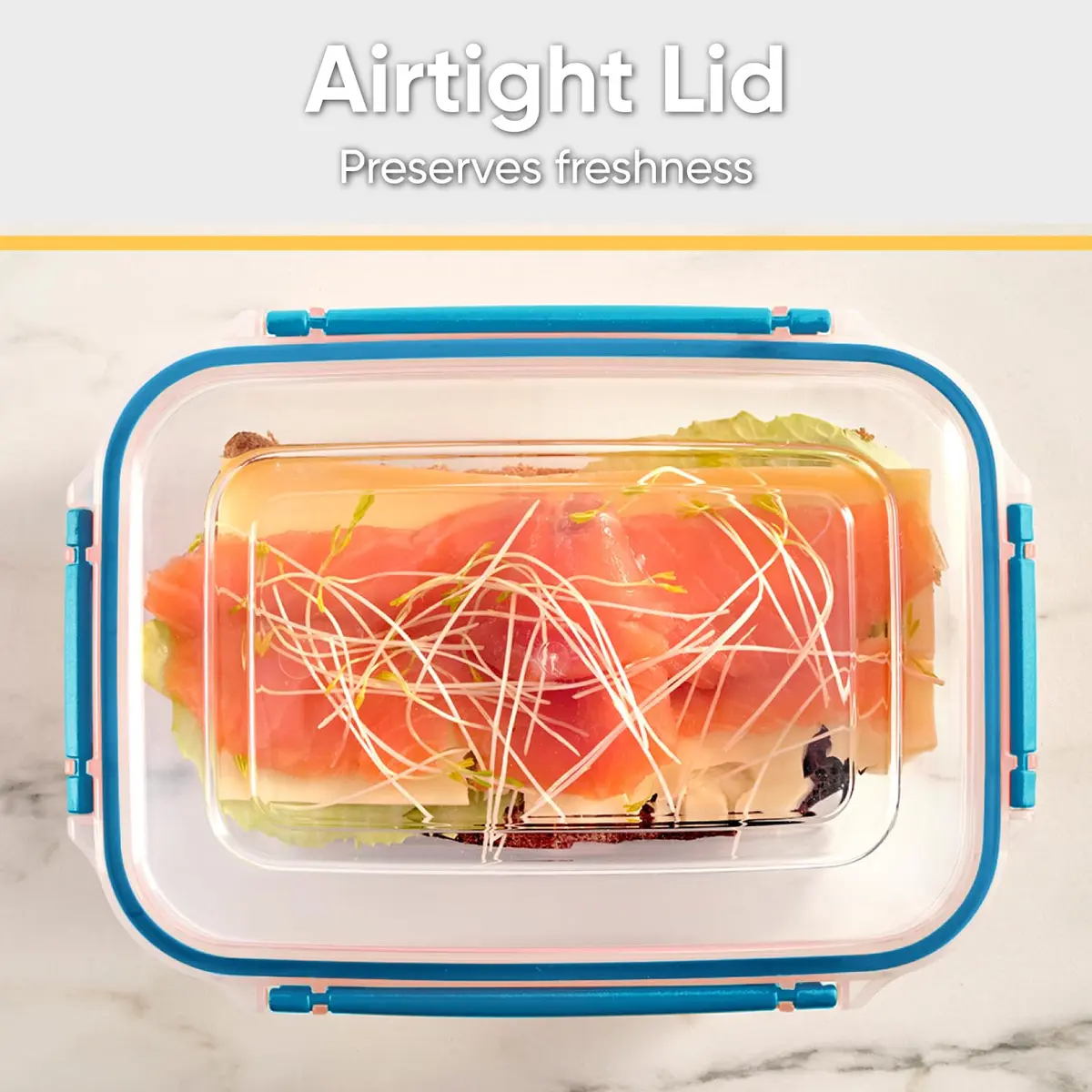 Superio Plastic Food Storage Container with Airtight Lid 80 Oz | Leakproof, BPA Free, Stackable, Microwave & Dishwasher Safe - view 6