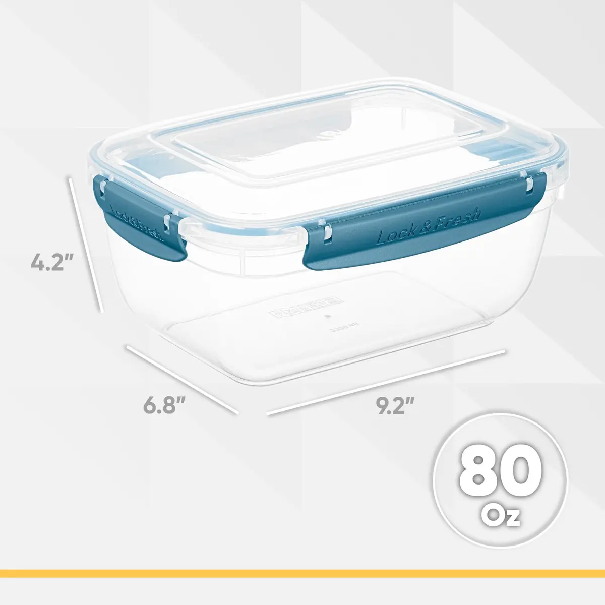 Superio Plastic Food Storage Container with Airtight Lid 80 Oz | Leakproof, BPA Free, Stackable, Microwave & Dishwasher Safe - view 2