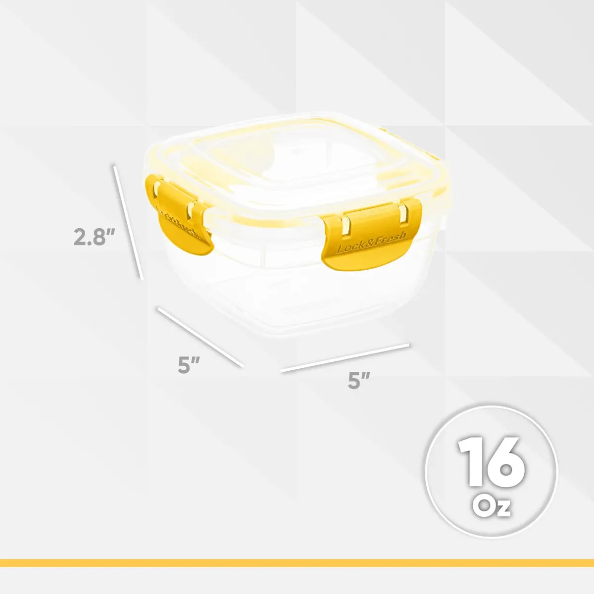 Superio 473ml (16 Oz) Yellow Square Food Storage Container with Airtight Lid | BPA-Free & Leakproof for Kitchen Pantry Organization - view 2