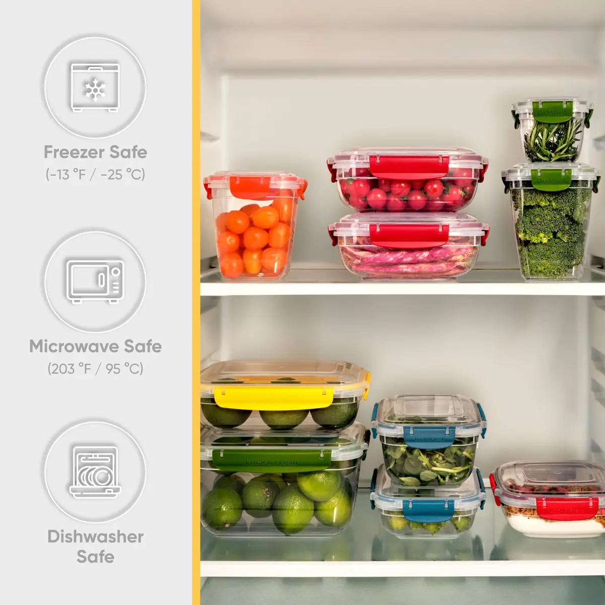 Superio Plastic Food Storage Container with Airtight Lid 27 oz | Leakproof, BPA Free, Stackable, Microwave & Freezer Safe - view 4