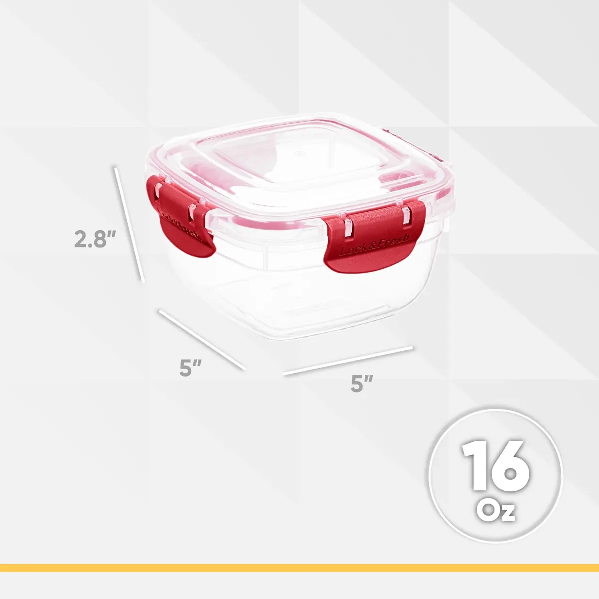 Superio Lock and Fresh Airtight Food Storage Containers with Lids, 473 ml (16 oz), BPA Free, Square Sealed Container, Red - view 2
