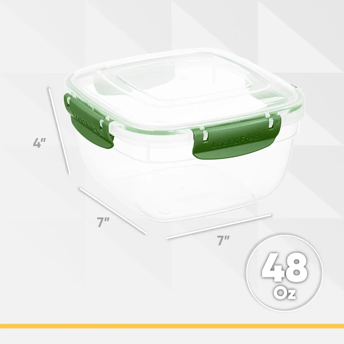 Superio Plastic Food Storage Container with Airtight Lid 48 Oz | Leakproof, BPA Free, Stackable, Microwave & Freezer Safe - view 2