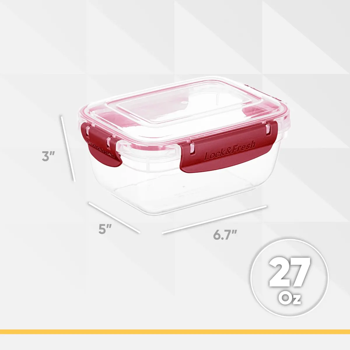 Superio Plastic Food Storage Container with Airtight Lid 27 oz | Leakproof, BPA Free, Stackable, Microwave & Freezer Safe - view 2