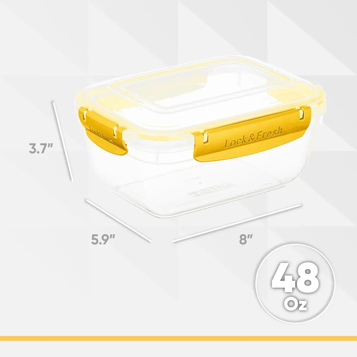 Superio Airtight Food Storage Container with Lid - 1.4 L (48 Oz / 6 Cups) Yellow | BPA-Free, Leakproof, Stackable, Microwave & Freezer Safe - view 2