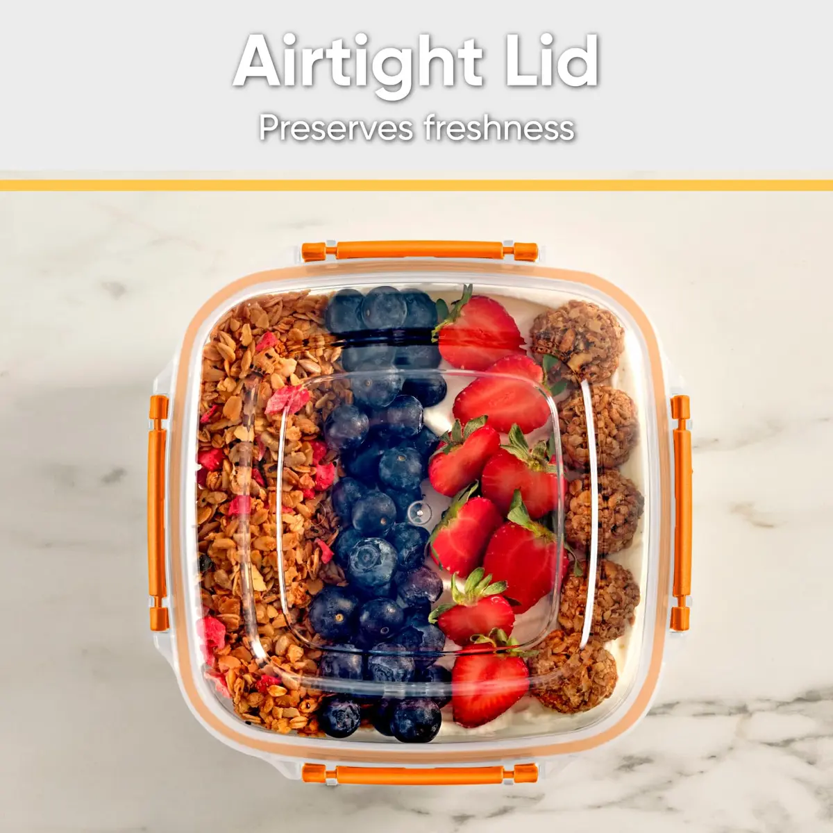 Superio Orange 48 Oz Food Storage Container | Airtight, Leakproof, BPA-Free, Microwave Safe - view 6
