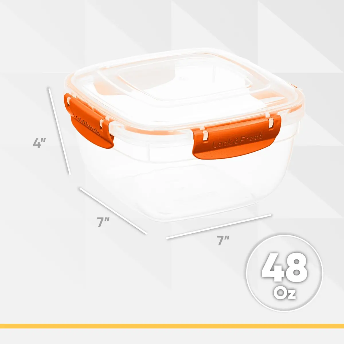 Superio Orange 48 Oz Food Storage Container | Airtight, Leakproof, BPA-Free, Microwave Safe - view 2