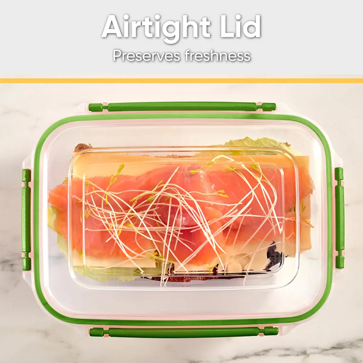 Superio Lock and Fresh Airtight Food Storage Containers with Lids for Kitchen Pantry Organization, BPA Free, Lunch, and Meal Prep Plastic Containers, 48 oz. Rectangular Sealed Container, Green - view 4