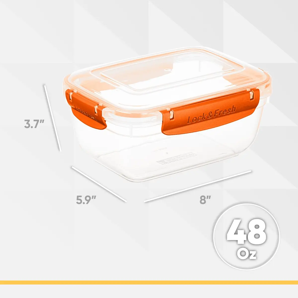 Superio Orange 1183ml (48 Oz) Plastic Food Storage Container with Airtight Lid | Leakproof Bento Box for Kitchen Organization - view 2