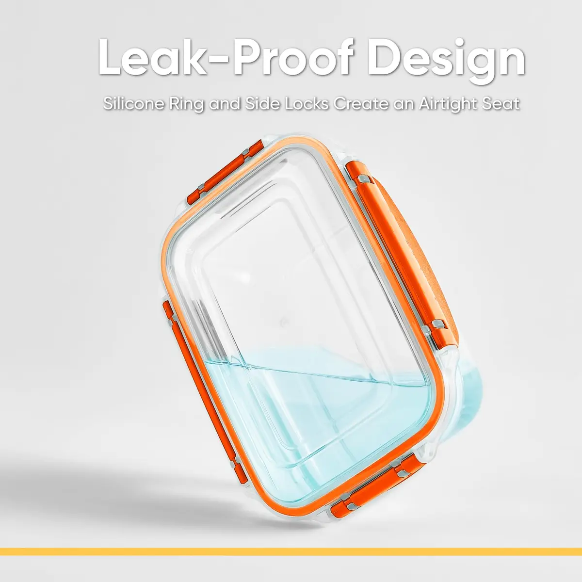 Superio Orange 1183ml (48 Oz) Plastic Food Storage Container with Airtight Lid | Leakproof Bento Box for Kitchen Organization - view 3