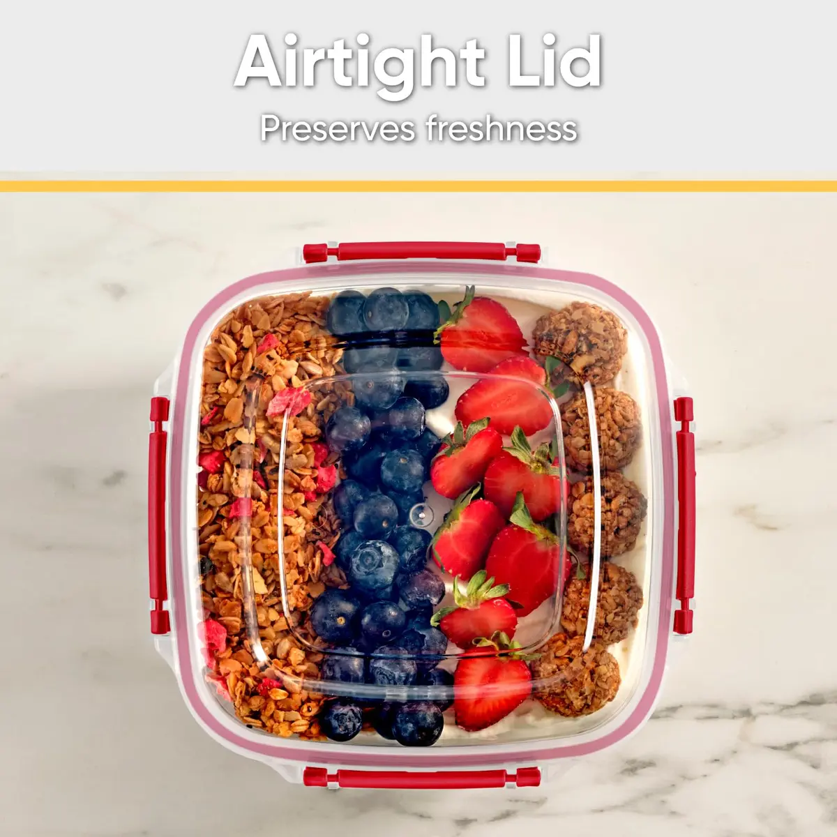 Superio Red 80 oz (2.3 L) Airtight Food Storage Container | Leakproof & Stackable for Kitchen Pantry Organization - view 6