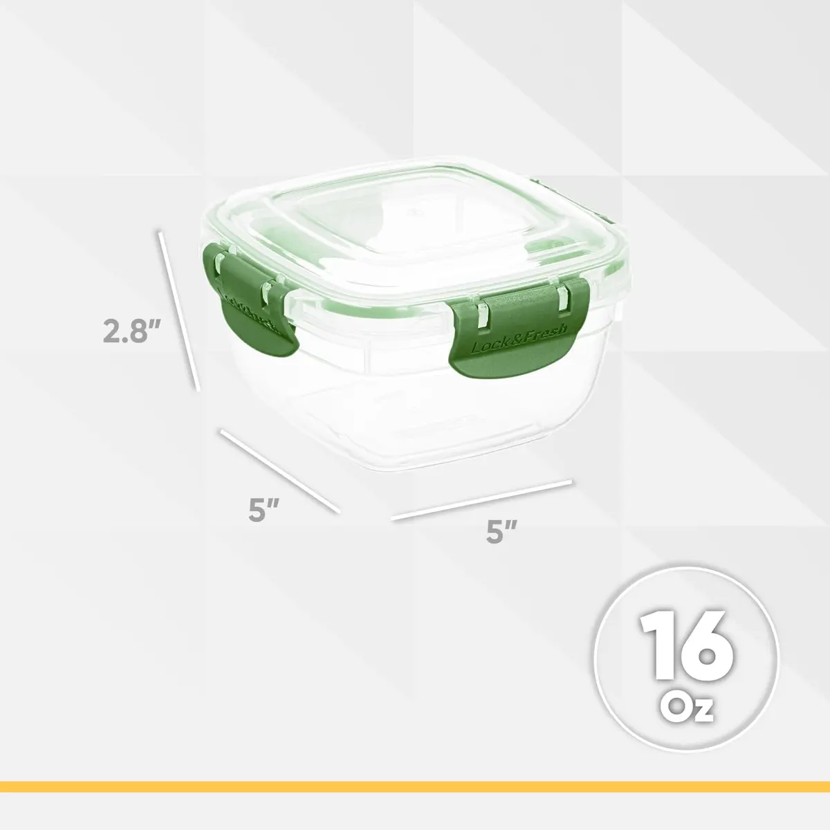 Superio Lock & Fresh Airtight Food Storage Container 16 oz | Leak-Proof, BPA Free, Square Sealed Food Container in Green - view 2