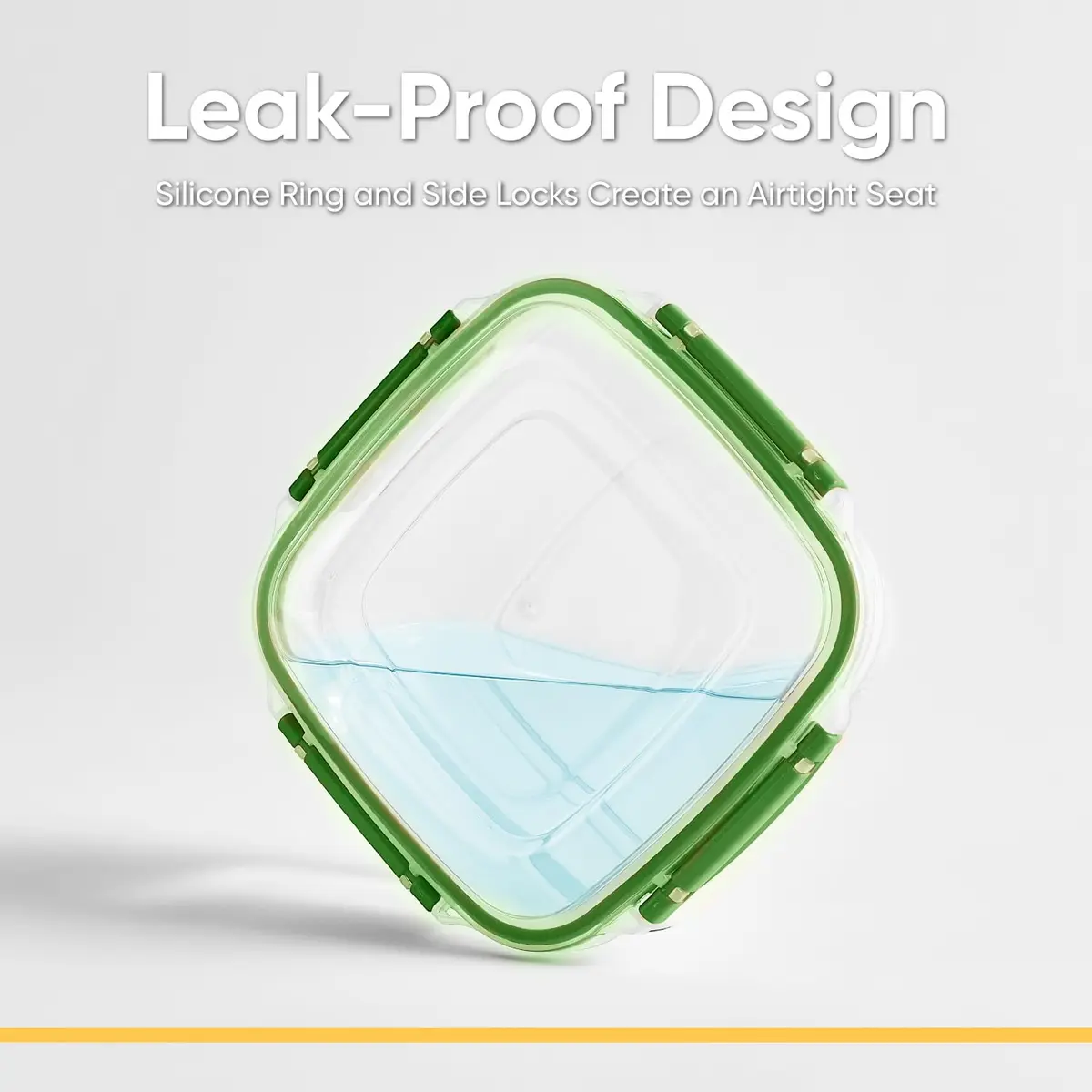 Superio Lock & Fresh Airtight Food Storage Container 16 oz | Leak-Proof, BPA Free, Square Sealed Food Container in Green - view 3