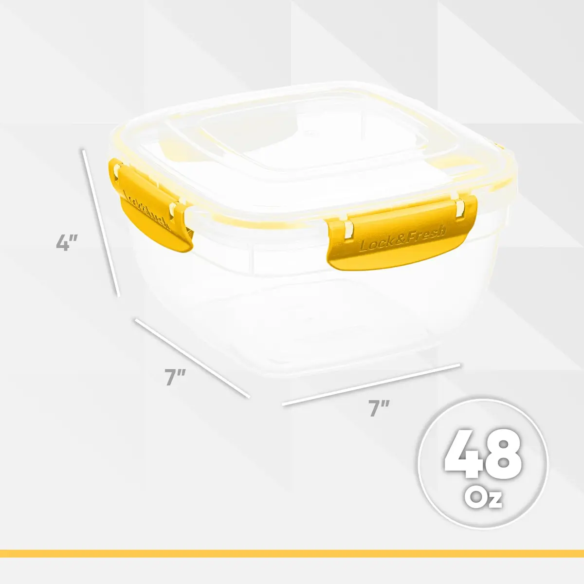 Superio Plastic Food Storage Container Yellow 48 Oz | BPA-Free, Airtight, Leakproof, Stackable - view 2