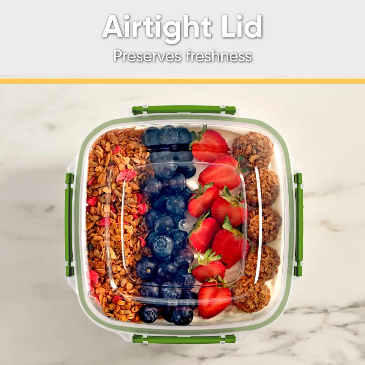 Superio Plastic Food Storage Container with Airtight Lid 80 Oz | Leakproof, Stackable, BPA Free - view 6
