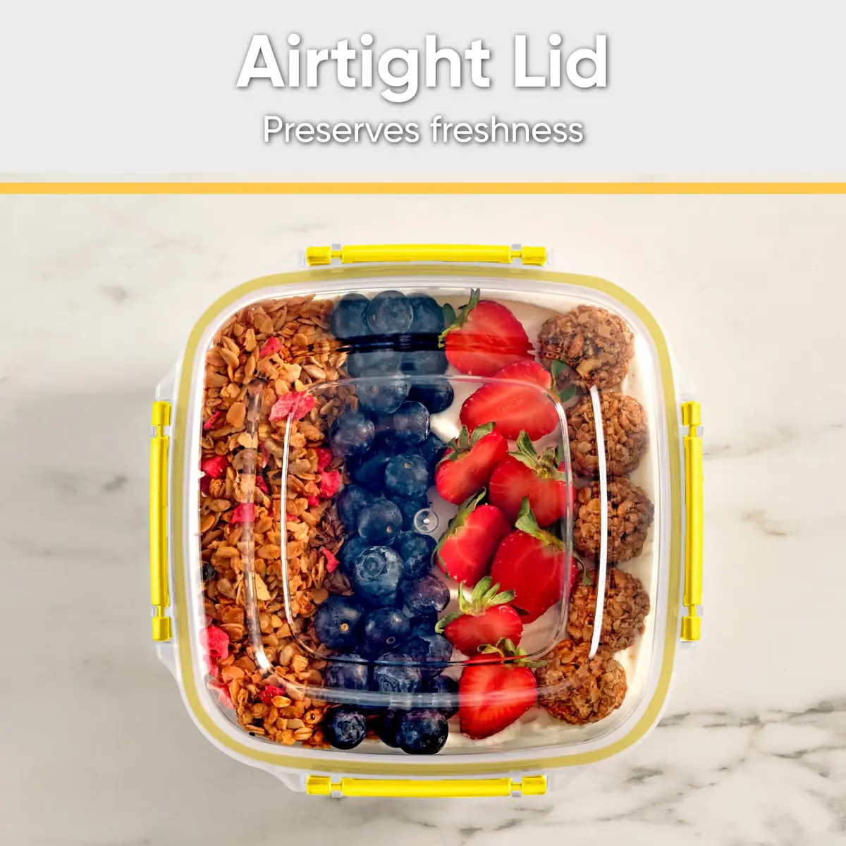 Superio Plastic Food Storage Container with Airtight Lid 80 oz | Leakproof, BPA Free, Stackable Kitchen Organizer - view 6