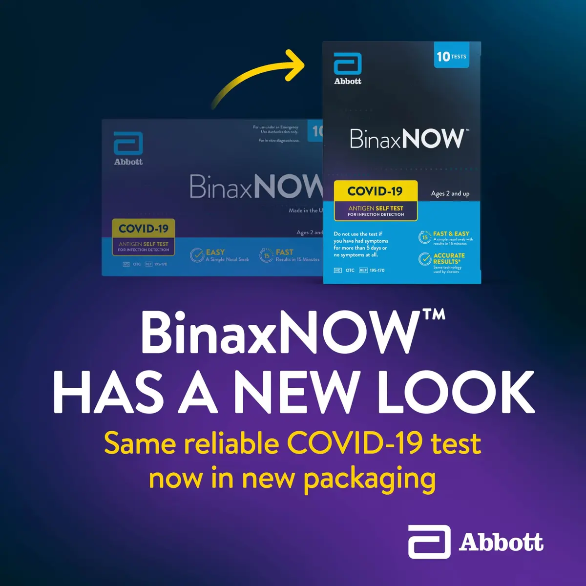 BinaxNOW COVID-19 Antigen Self Test 10 Tests | Fast 15-Minute Results at Home - view 2