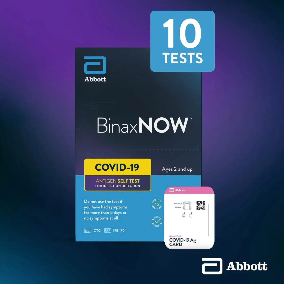 BinaxNOW COVID-19 Antigen Self Test 10 Tests | Fast 15-Minute Results at Home - view 3