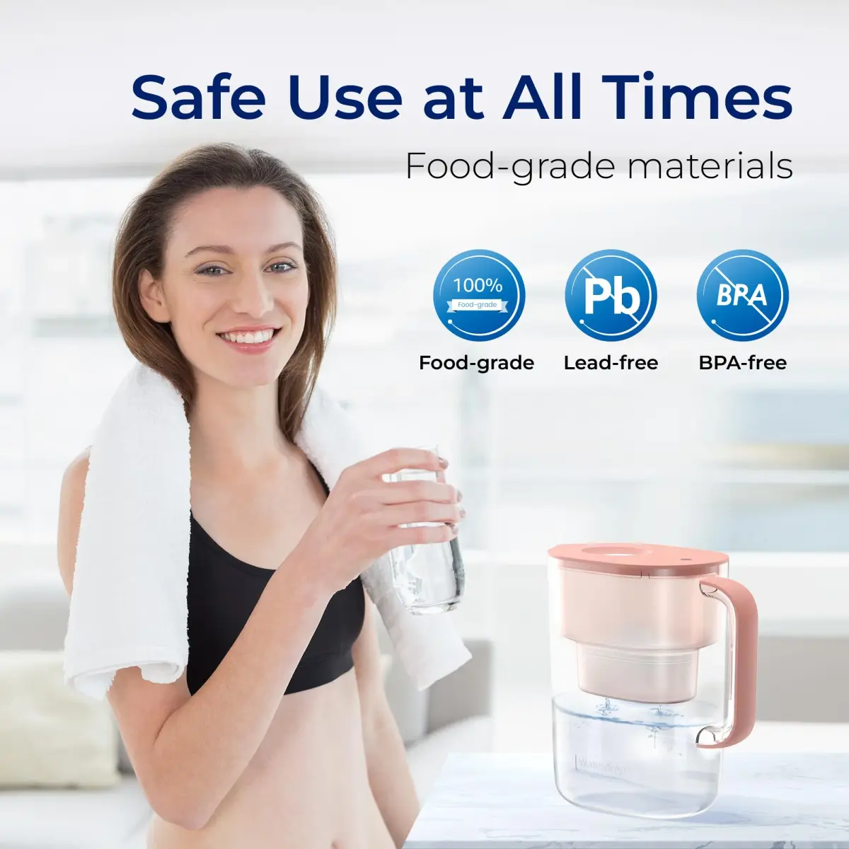 Waterdrop PT-07R Water Filter Pitcher 10-Cup 200 Gallons Pink | NSF Certified for PFOA/PFOS Reduction - view 8