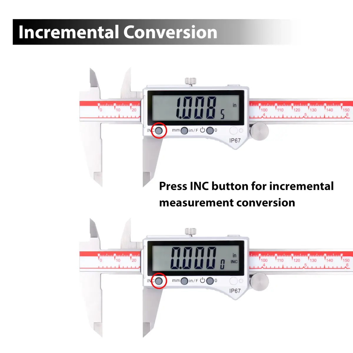 VINCA DIPA-0605B Bluetooth Digital Caliper 150mm (6 Inch) | IP67 Waterproof & Dustproof - view 6