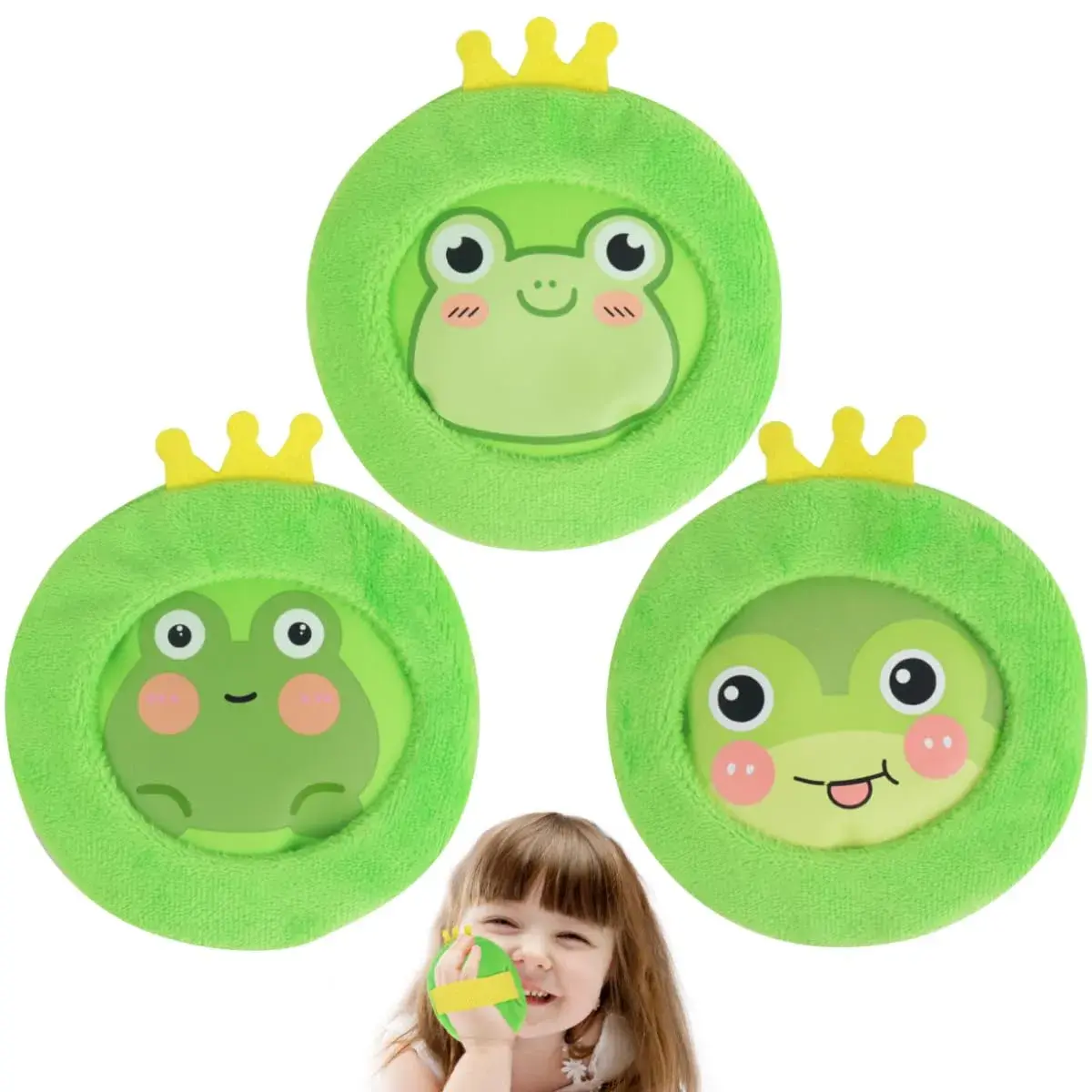 Hilph Kids Ice Packs, 3 Cute Frog Ice Packs with Cover & Handheld Straps | Reusable Gel Pack Hot Cold Compress for Boo Boos, Injuries, Pain Relief, Bumps Fever Wisdom Teeth, Fun Gift for Baby Childs - main product image