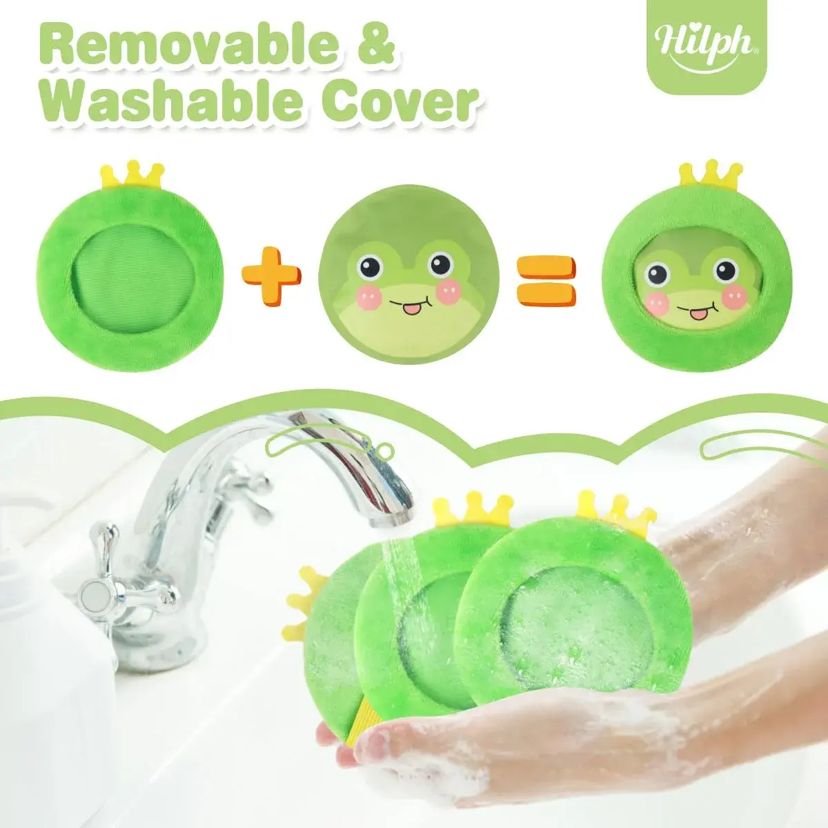 Hilph Kids Ice Packs, 3 Cute Frog Ice Packs with Cover & Handheld Straps | Reusable Gel Pack Hot Cold Compress for Boo Boos, Injuries, Pain Relief, Bumps Fever Wisdom Teeth, Fun Gift for Baby Childs - view 2