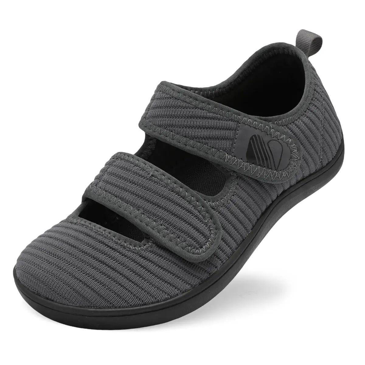 Besroad Women’s Wide Toe Box Walking Shoes Adjustable Diabetic Sneakers 8 Wide Dark Grey | Indoor Outdoor Comfort - main product image
