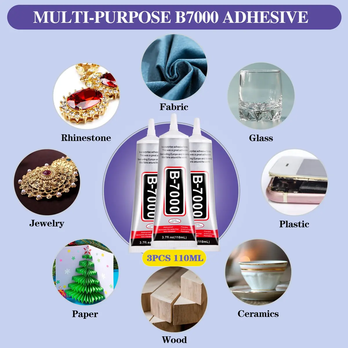 FITTDYHE B7000 Clear Adhesive Glue 330ml (2x110ml) | Multipurpose Gel for Jewelry, Crafts, Phone Repair - view 7
