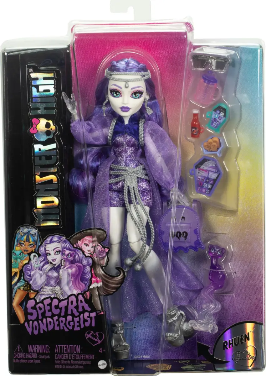 Monster High Spectra Vondergeist Doll with Pet Ferret Rhuen & 7 Accessories | Ages 4+ - view 6