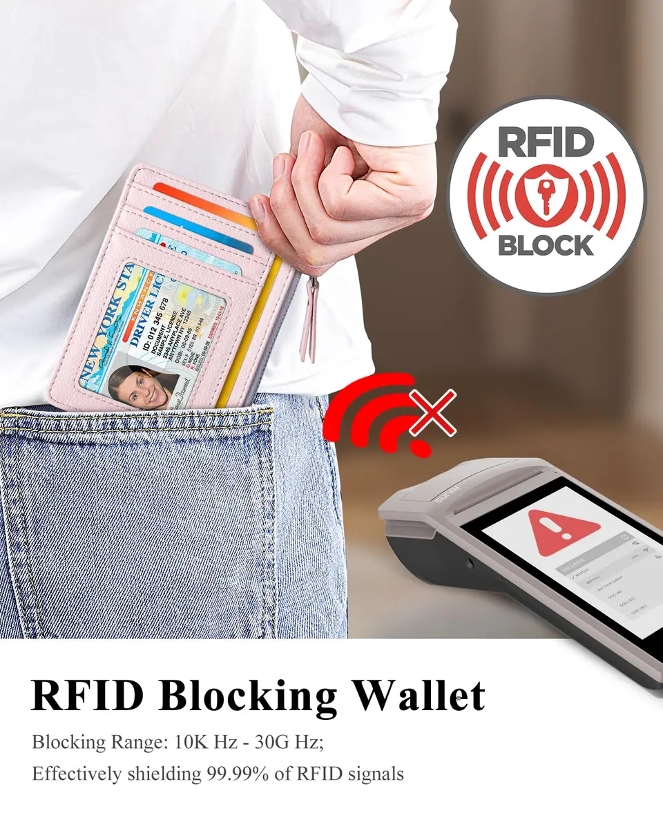 Teskyer Slim RFID Wallet for Women, Small Card Holder with Zip Pocket | Compact, RFID-Blocking & Stylish - view 6