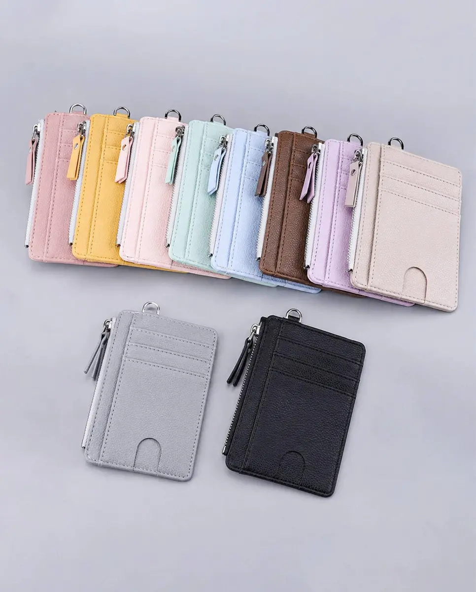 Teskyer Slim RFID Wallet for Women, Grey | Compact Card Holder with Zip Pocket - view 7