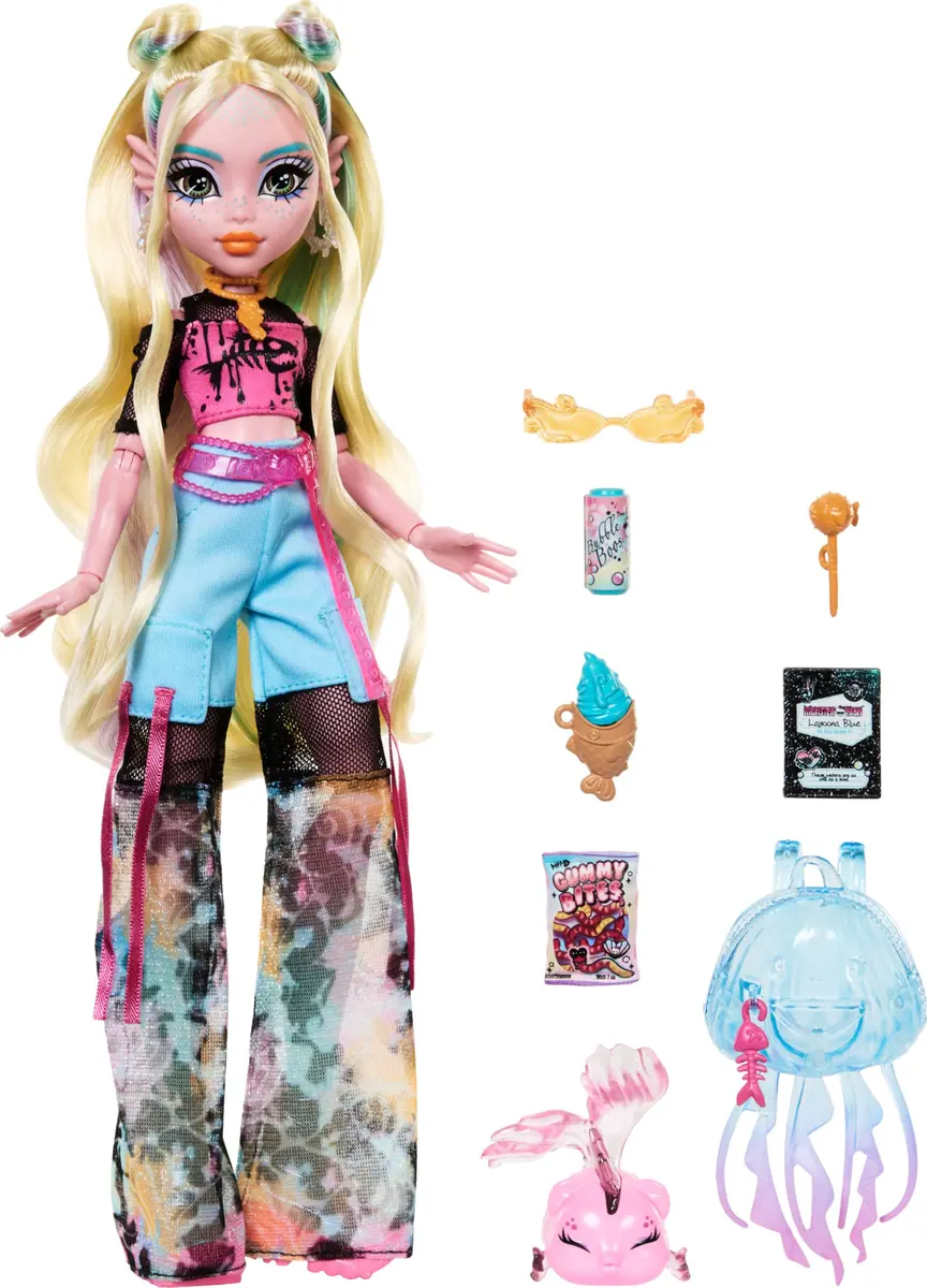 Monster High Lagoona Blue Doll in Cargo Pants | Poseable Sea Monster with Accessories for Kids 4+ - view 4