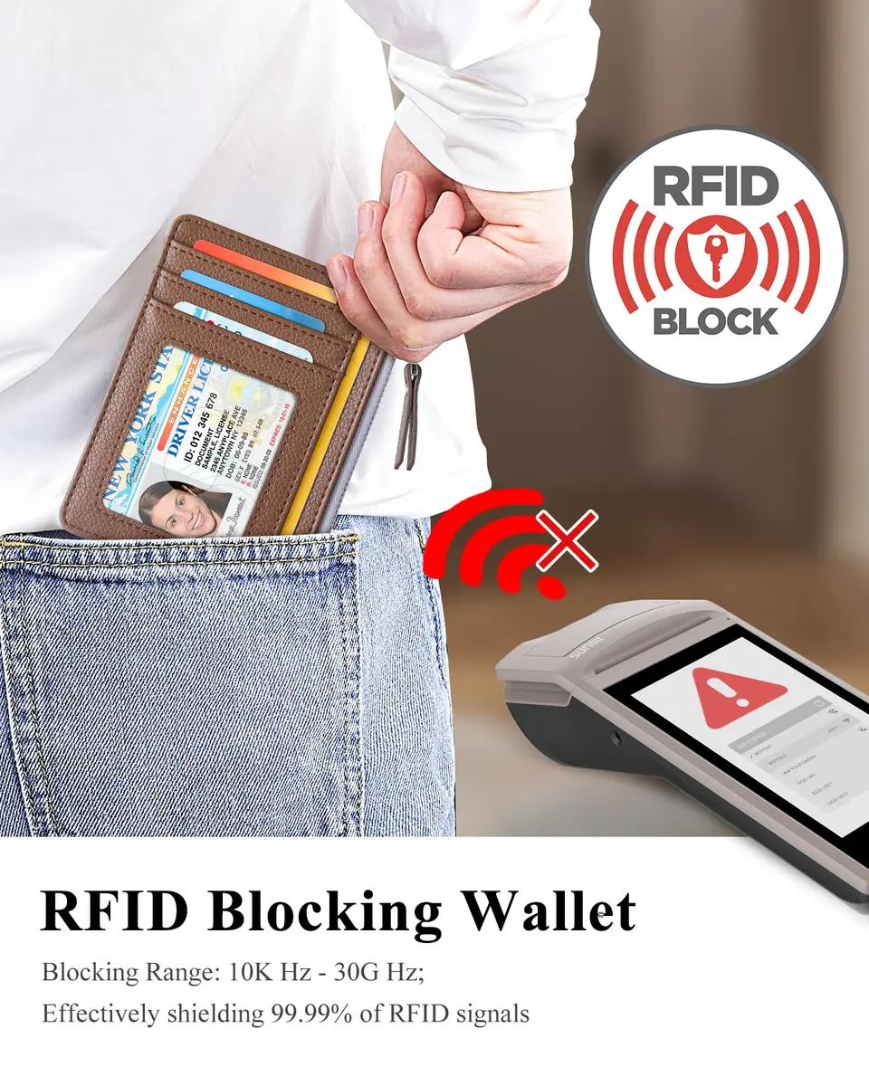 Teskyer Slim RFID Wallet for Women, Small Card Holder with Zip Pocket | Compact, RFID-Blocked, Stylish - view 4