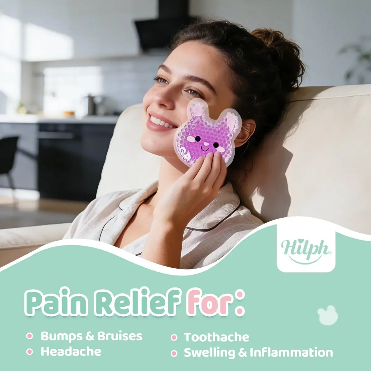 Hilph Kids Bunny Ice Packs for Boo Boos, 3 Count (3"x4.5" Each) | Natural Relief for Swelling & Headaches - view 3