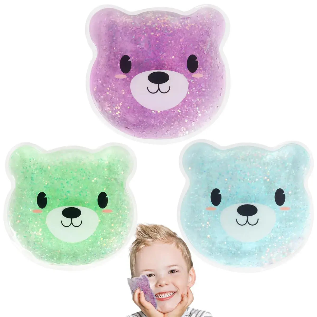 Hilph Kids Ice Packs for Boo Boos, 3 Bear Ice Packs, 11.5cm (4.52" X 4.52") | Reusable Gel Packs for Pain Relief - main product image