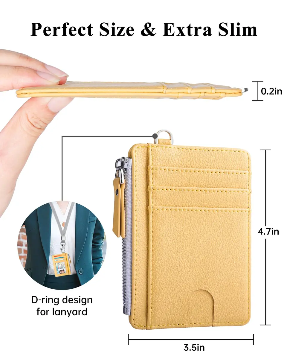 Teskyer Slim RFID Wallet for Women, Small Card Holder with Zip Pocket | Compact, RFID-Blocking, Faux Leather - view 5