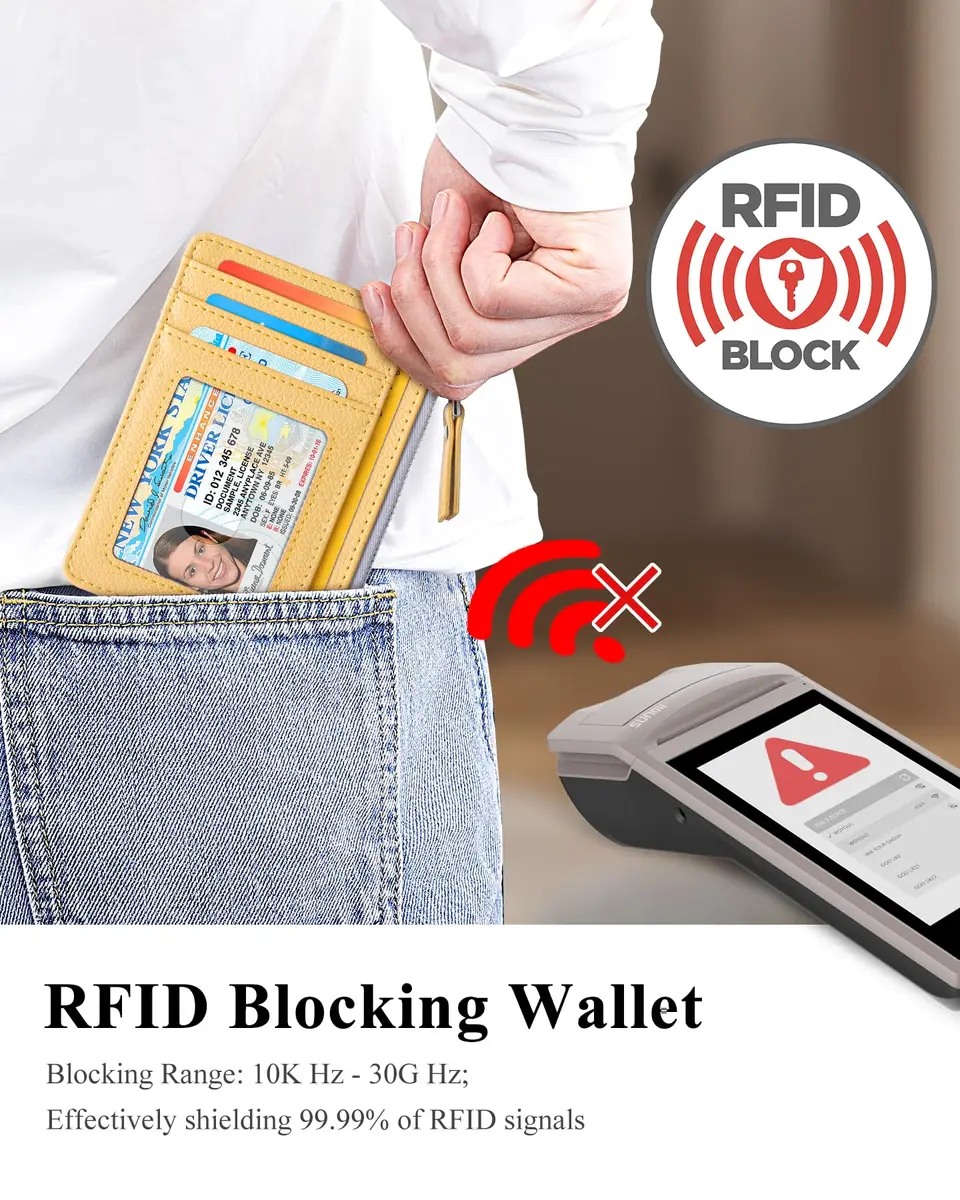 Teskyer Slim RFID Wallet for Women, Small Card Holder with Zip Pocket | Compact, RFID-Blocking, Faux Leather - view 6