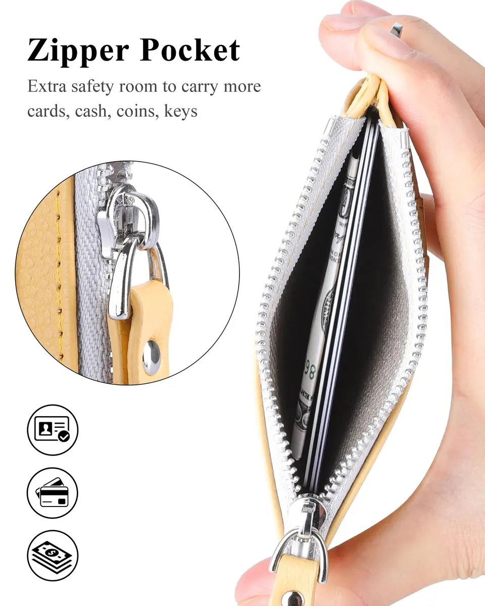 Teskyer Slim RFID Wallet for Women, Small Card Holder with Zip Pocket | Compact, RFID-Blocking, Faux Leather - view 3