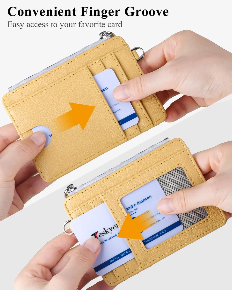 Teskyer Slim RFID Wallet for Women, Small Card Holder with Zip Pocket | Compact, RFID-Blocking, Faux Leather - view 4