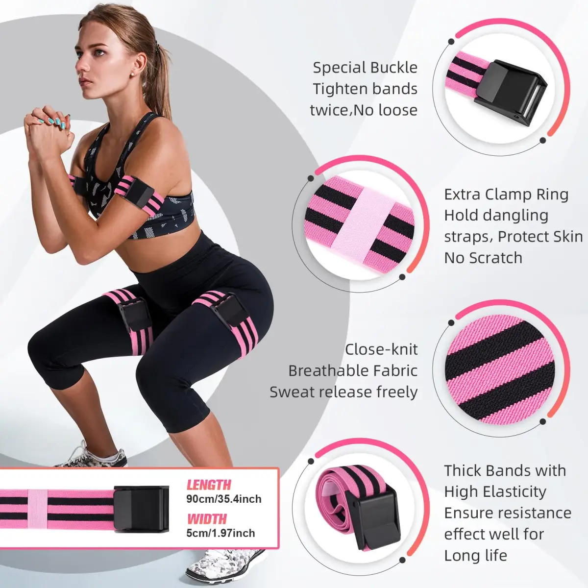 ROSYQUARZ Blood Flow Restriction Bands 2 Pack | Adjustable BFR Training for Muscle Building & Fat Loss - view 4