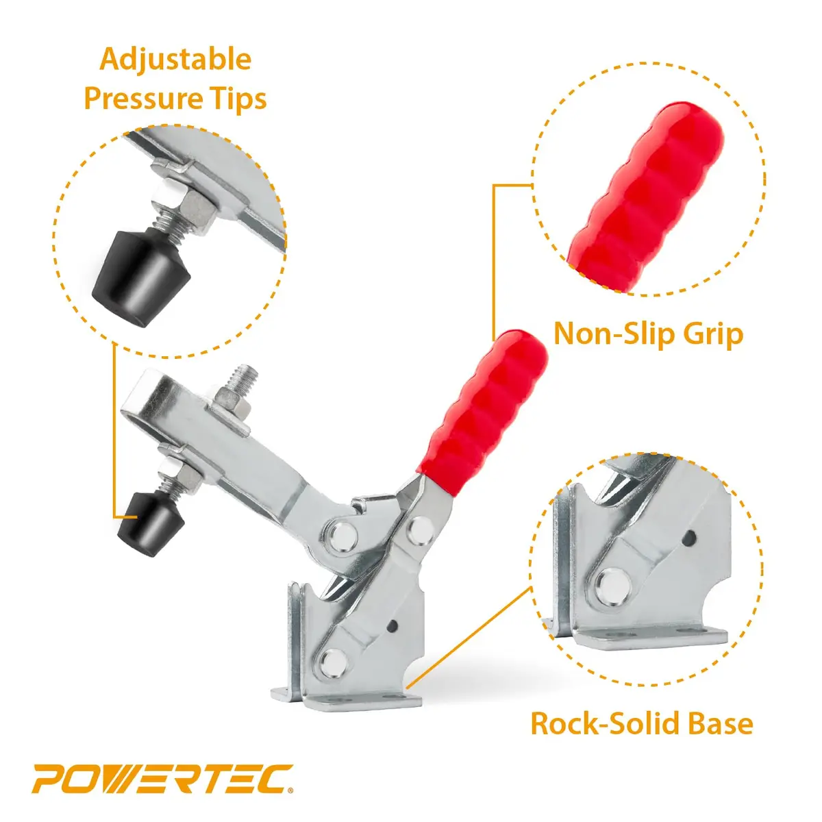 POWERTEC 4PK Vertical Toggle Clamps 500 lbs Capacity | Secure Hold Down for Woodworking Jigs & Fixtures - view 5