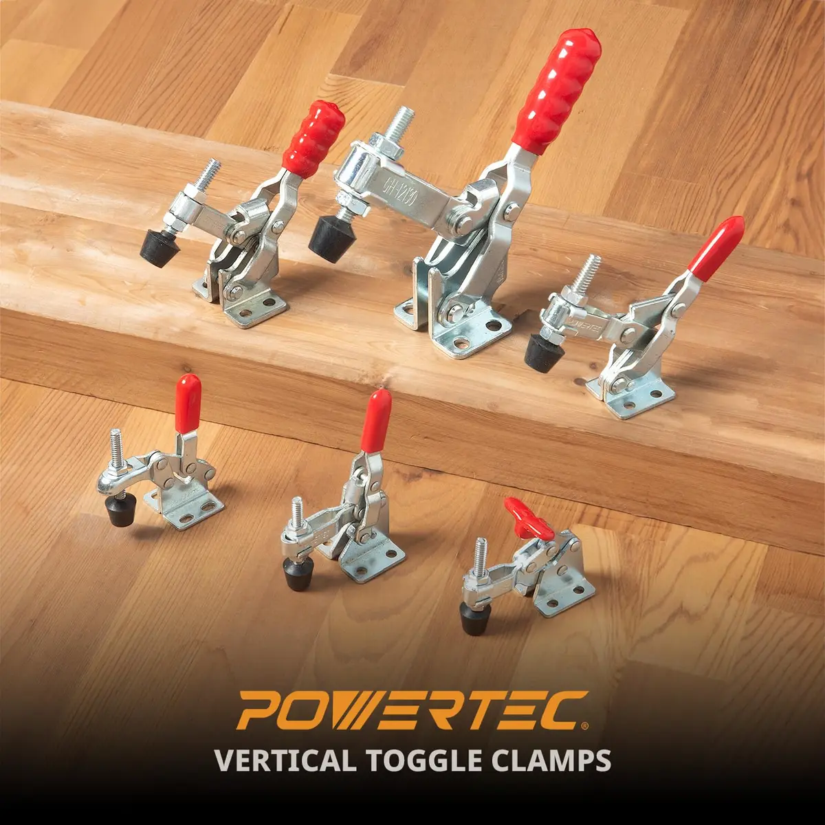 POWERTEC 4PK Vertical Toggle Clamps 500 lbs Capacity | Secure Hold Down for Woodworking Jigs & Fixtures - view 7