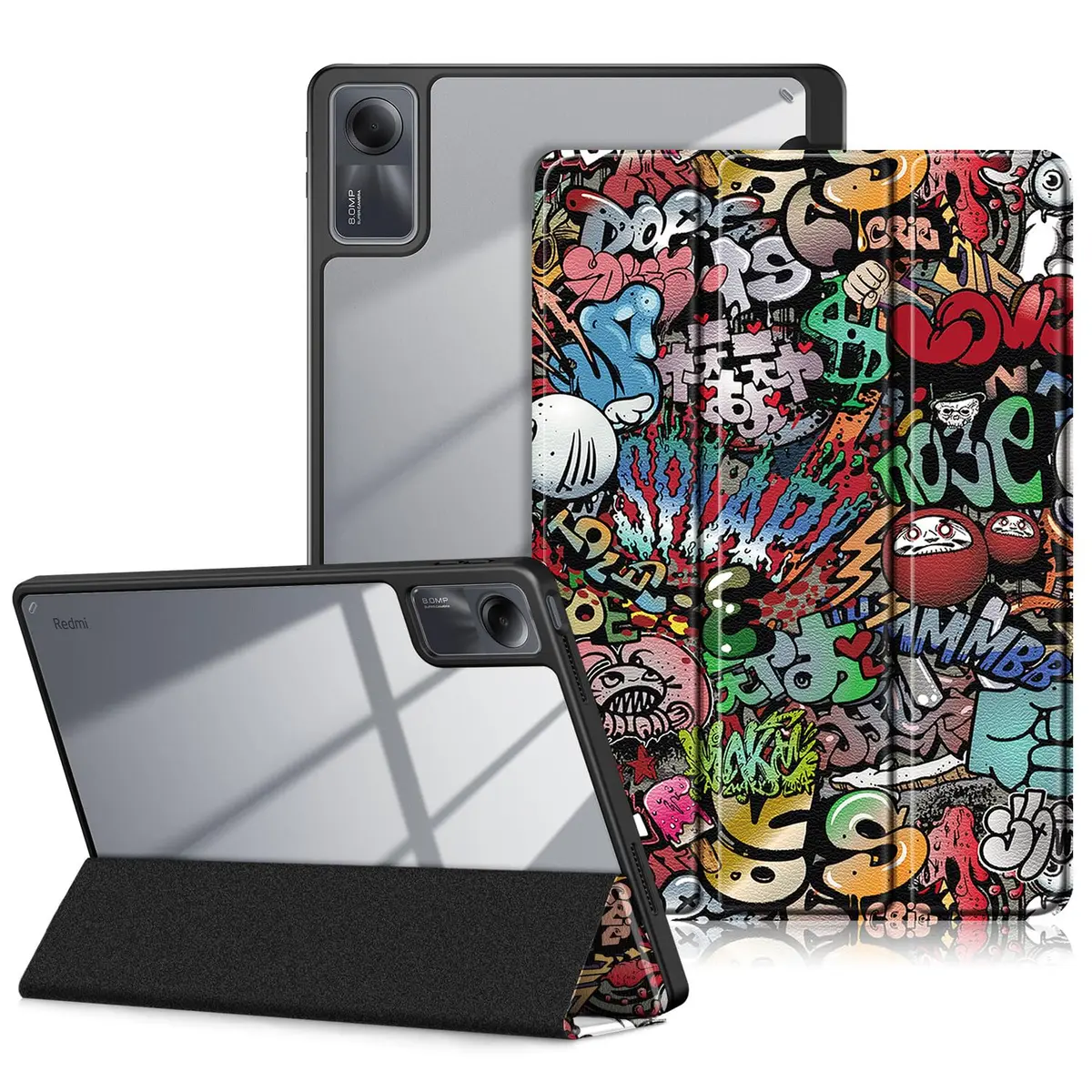DingGuagua Case for Xiaomi Redmi Pad SE 11 inch Shockproof Cover | Auto Wake/Sleep, Transparent Back, Graffiti Design - main product image