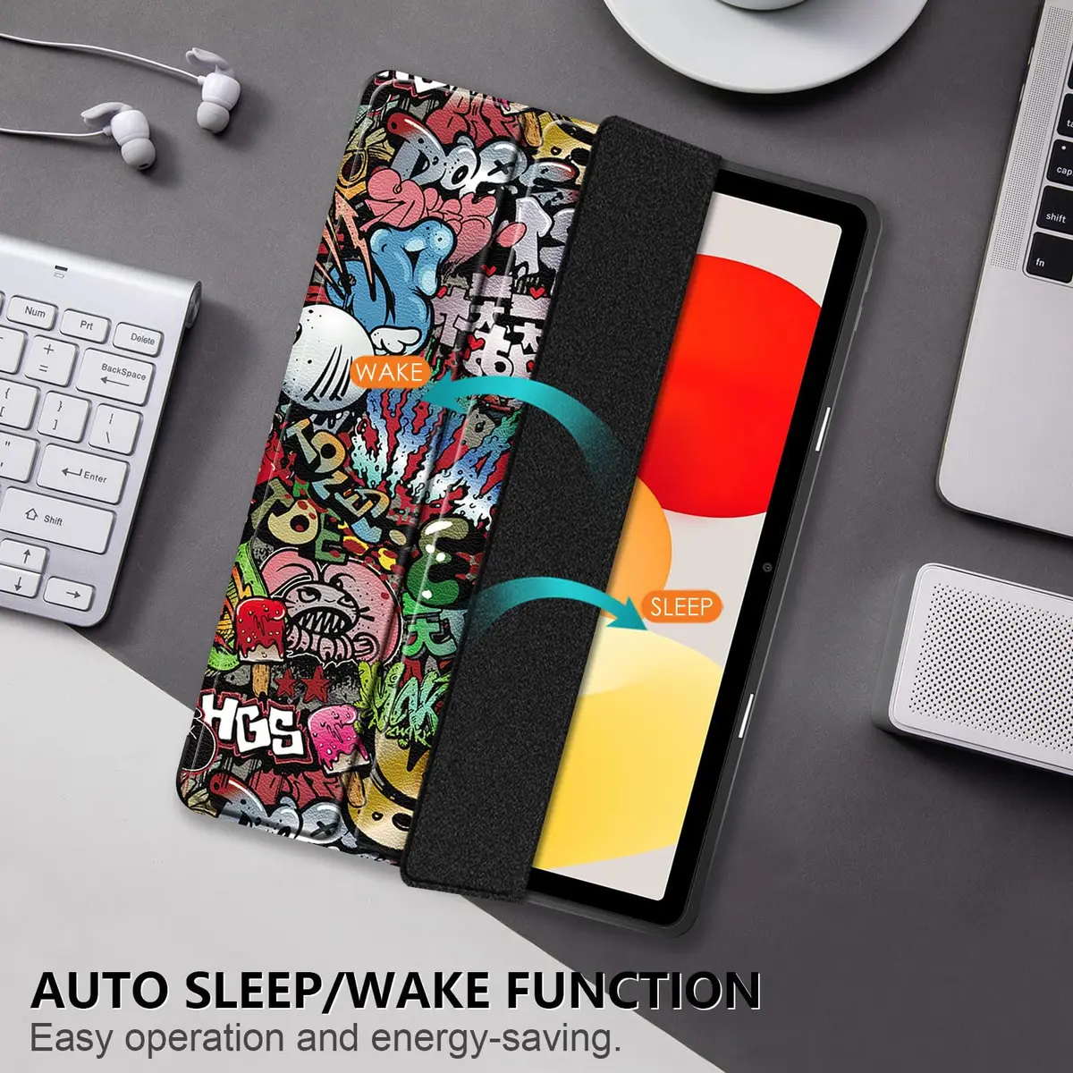 DingGuagua Case for Xiaomi Redmi Pad SE 11 inch Shockproof Cover | Auto Wake/Sleep, Transparent Back, Graffiti Design - view 4