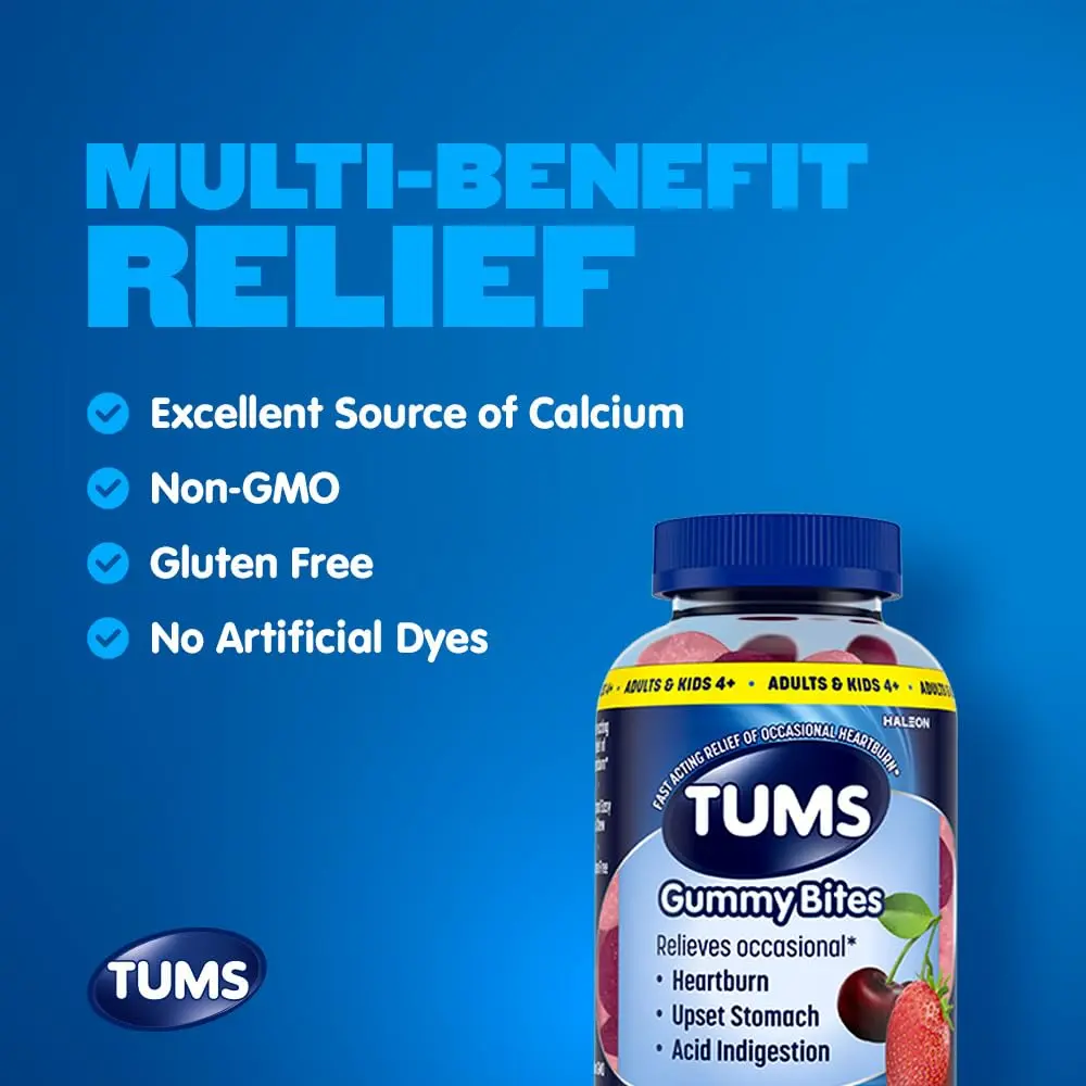 TUMS Gummy Bites Antacid Tablets Cherry Berry Burst 108 Count | Fast-Acting Relief for Occasional Heartburn - view 5